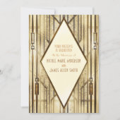 Cream Ivory Gold 20 Art Deco Gatsby Glam Wedding Kaart (Voorkant)