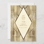 Cream Ivory Gold 20 Art Deco Gatsby Glam Wedding Kaart (Achterkant)
