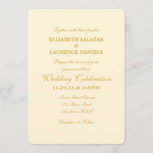 Cream Ivory Gold Plain Simple Weddenation Kaart