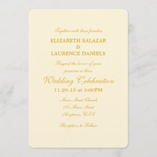 Cream Ivory Gold Plain Simple Weddenation Kaart