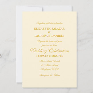 Cream Ivory Gold Plain Simple Weddenation Kaart