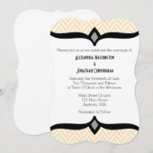 Cream Ivory White Herringbone Wedding Invitation Kaart (Voorkant / Achterkant)