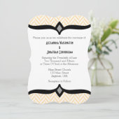 Cream Ivory White Herringbone Wedding Invitation Kaart (Staand voorkant)