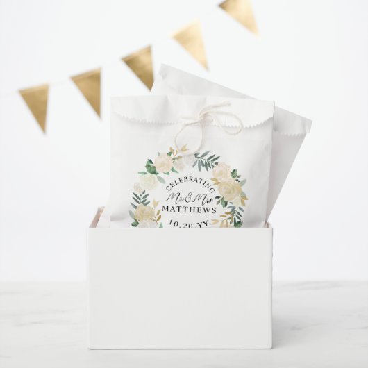Cream Ivory Wreath Wedding Shower Favor Bag Bedankzakje (Feest)