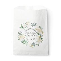 Cream Ivory Wreath Wedding Shower Favor Bag