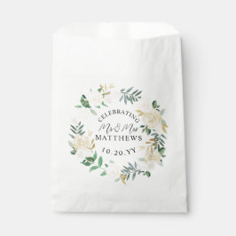 Cream Ivory Wreath Wedding Shower Favor Bag Bedankzakje