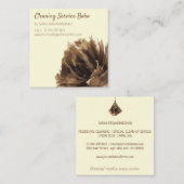 Cream Janitorial Cleaning Service maid hand broom Vierkante Visitekaartje (Voorkant / Achterkant)