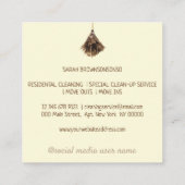 Cream Janitorial Cleaning Service maid hand broom Vierkante Visitekaartje (Achterkant)