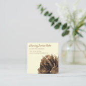Cream Janitorial Cleaning Service maid hand broom Vierkante Visitekaartje (Staand voorkant)