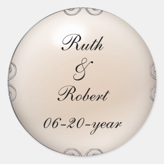 Cream Jeweled Pearl Wedding Stickers (Voorkant)