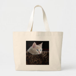Cream Kitten met mooie blauwe ogen Grote Tote Bag