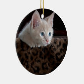 Cream Kitten met mooie blauwe ogen Keramisch Ornament (Rechts)