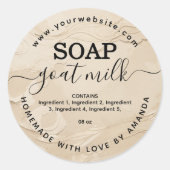 Cream kleur zelfgemaakte geitenmelk zeep label (Voorkant)