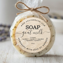 Cream kleur zelfgemaakte geitenmelk zeep label