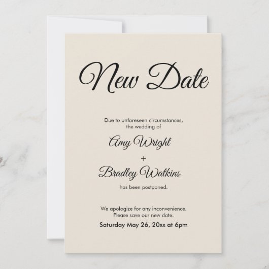 Cream kondigt uitstel van de bruiloft aan wegens n kaart (Voorkant)