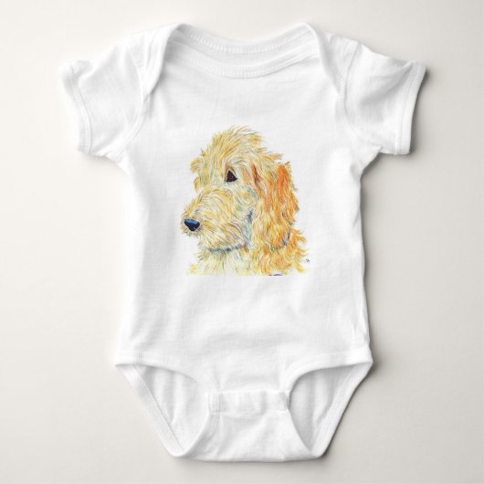 Cream Labradoodle #2 Baby Onsie/Creeper Romper (Voorkant)