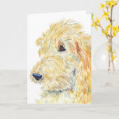 Cream Labradoodle #2 Greeting Card Kaart (Gele Bloem)