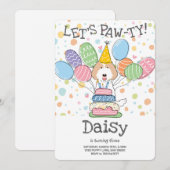 Cream Labradoodle Hond Verjaardagsfeestje Uitnodig Kaart (Voorkant / Achterkant)