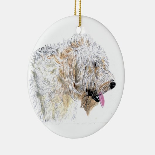 Cream Labradoodle Keramisch Ornament (Rechts)