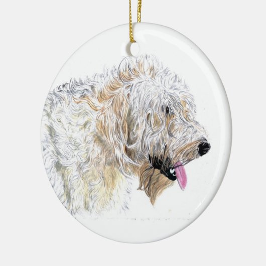 Cream Labradoodle Keramisch Ornament (Links)