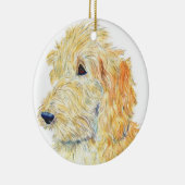 Cream Labradoodle Keramisch Ornament (Rechts)