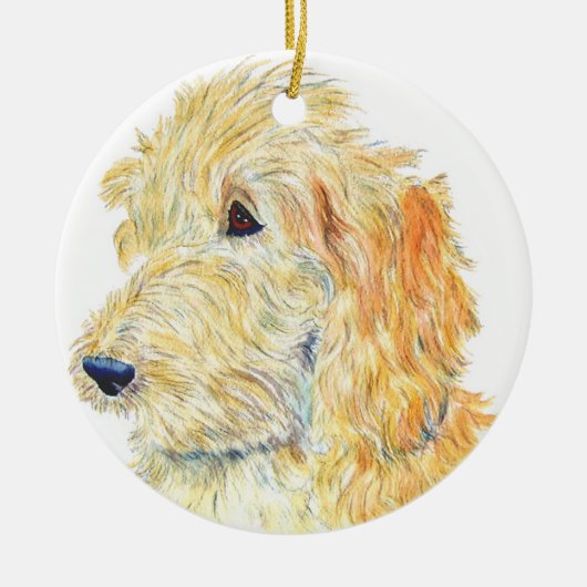 Cream Labradoodle Keramisch Ornament (Voorkant)