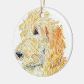 Cream Labradoodle Keramisch Ornament (Links)