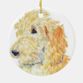 Cream Labradoodle Keramisch Ornament (Achterkant)