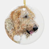 Cream labradoodle keramisch ornament (Voorkant)