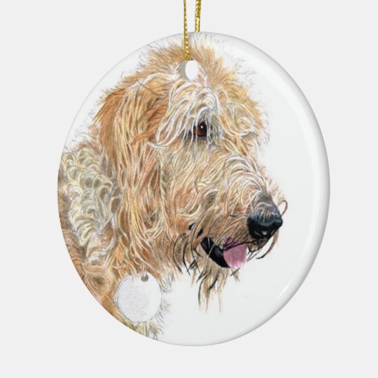 Cream labradoodle keramisch ornament (Links)