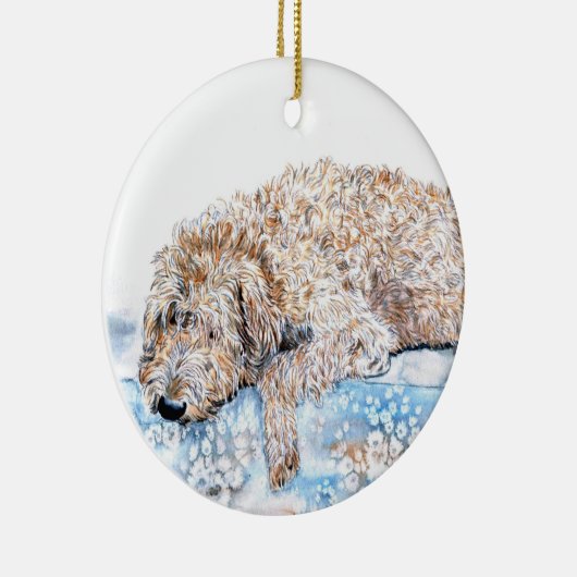 Cream Labradoodle Keramisch Ornament (Rechts)