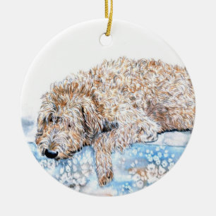 Cream Labradoodle Keramisch Ornament