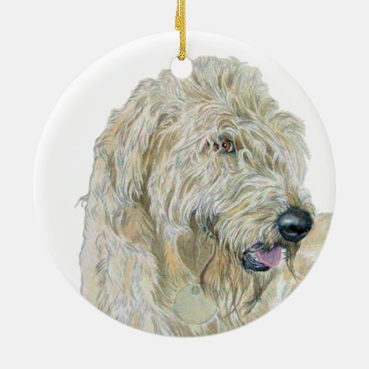 Cream Labradoodle Keramisch Ornament (Achterkant)