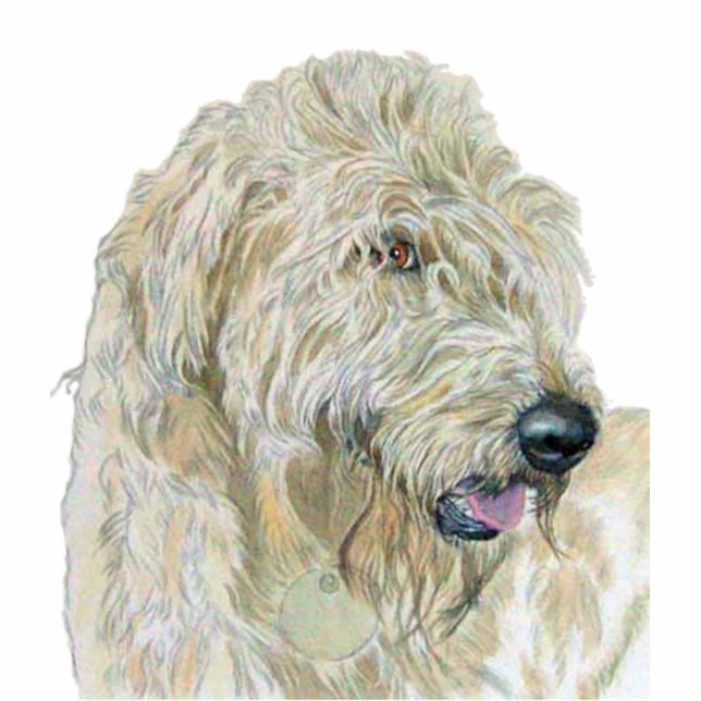Cream Labradoodle Sculpture Staand Fotobeeldje (Voorkant)