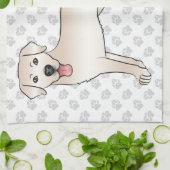 Cream Labrador Retriever Cartoon Dog Illustratie Theedoek (Gevouwen)