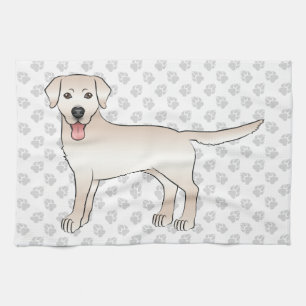 Cream Labrador Retriever Cartoon Dog Illustratie Theedoek