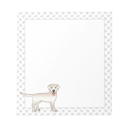 Cream Labrador Retriever Cartoon Dog & Paws Notitieblok (Voorkant)