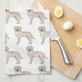 Cream Labrador Retriever Cartoon Lab Hondenpatroon Theedoek (Quarter Fold)
