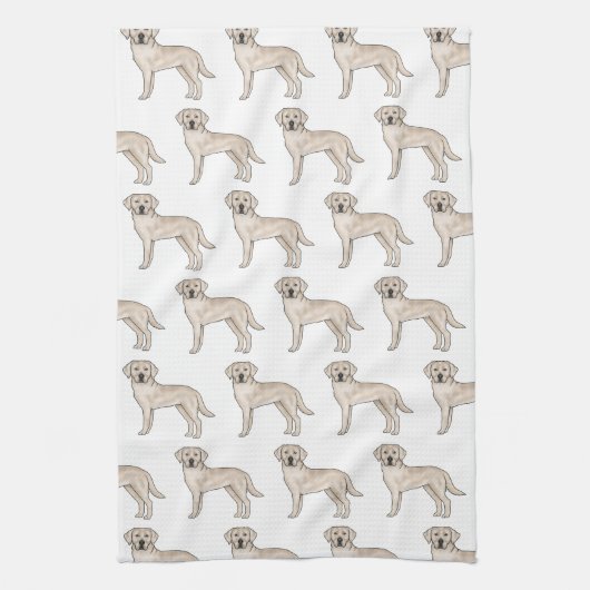 Cream Labrador Retriever Cartoon Lab Hondenpatroon Theedoek (Verticaal)