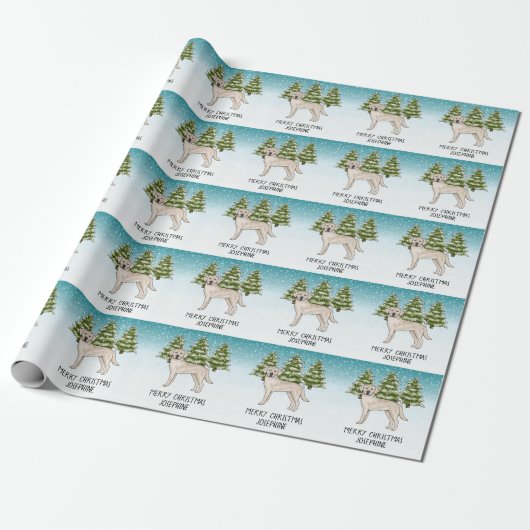 Cream Labrador Retriever Dog Christmas Aangepaste  Cadeaupapier (Uitgerold)