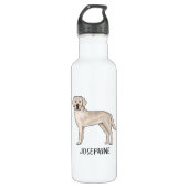 Cream Labrador Retriever Lab Art Aangepaste naam Waterfles (Voorkant)