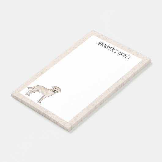 Cream Labrador Retriever Lab Hond Aangepaste naam Post-it® Notes (Schuin)