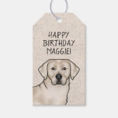 Cream Labrador Retriever Lab Hond Gelukkige Verjaa Cadeaulabel (Voorkant)