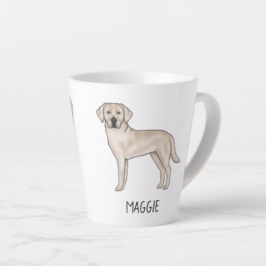 Cream Labrador Retriever Schattige Lab Jouw naam Latte Mok (Rechterhoek)