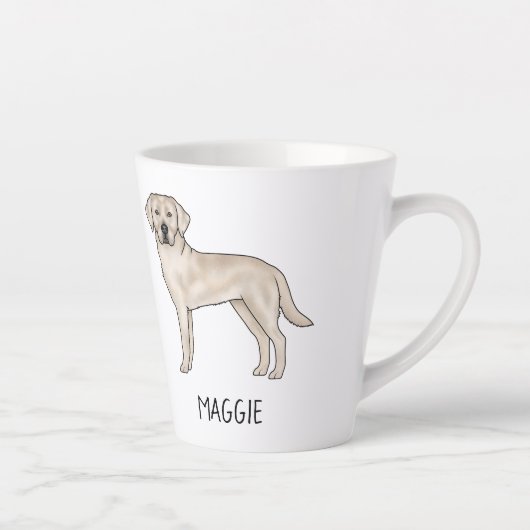 Cream Labrador Retriever Schattige Lab Jouw naam Latte Mok (Rechts)