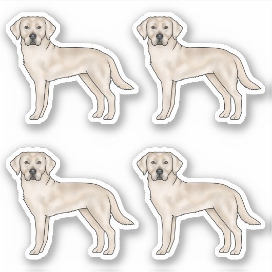Cream Labrador Retriever Schattigee Cartoon Lab Do Sticker (Voorkant)