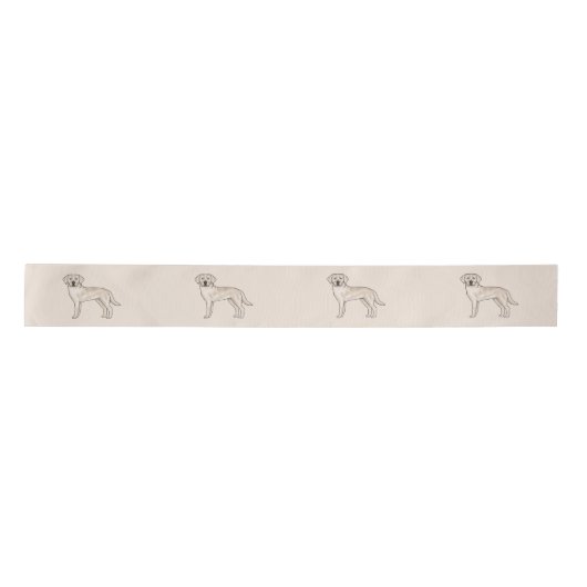 Cream Labrador Retriever Schattigee Cartoon Lab Ho Satijnen Lint (Voorkant)