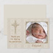 Cream Lace2 Religieuze Fotokaart Bedankkaart (Voorkant / Achterkant)