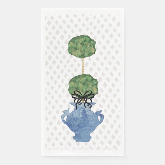 Cream Lattice Topiary Ginger Jar Servet (Voorkant)