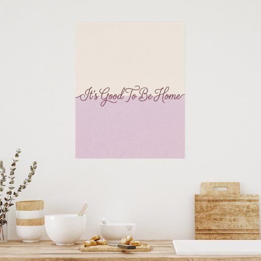 Cream & Lavender Thuis Citaat Muurkunst Poster (Keuken)
